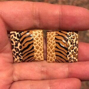 Animal Print Gold Square Earrings NWOT